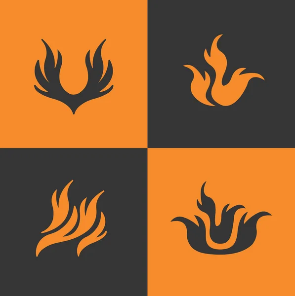 Flame, api Ikon diatur - Stok Vektor