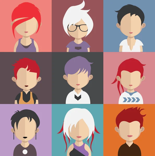 Conjunto de iconos avatar femeninos — Vector de stock