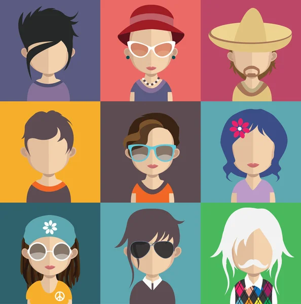 Conjunto de personas avatar iconos — Archivo Imágenes Vectoriales