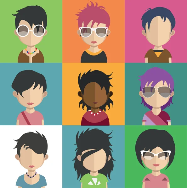 Conjunto de ícones de avatar feminino —  Vetores de Stock