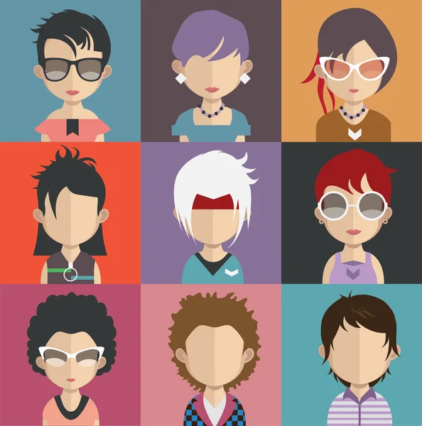 Conjunto de personas avatar iconos — Archivo Imágenes Vectoriales