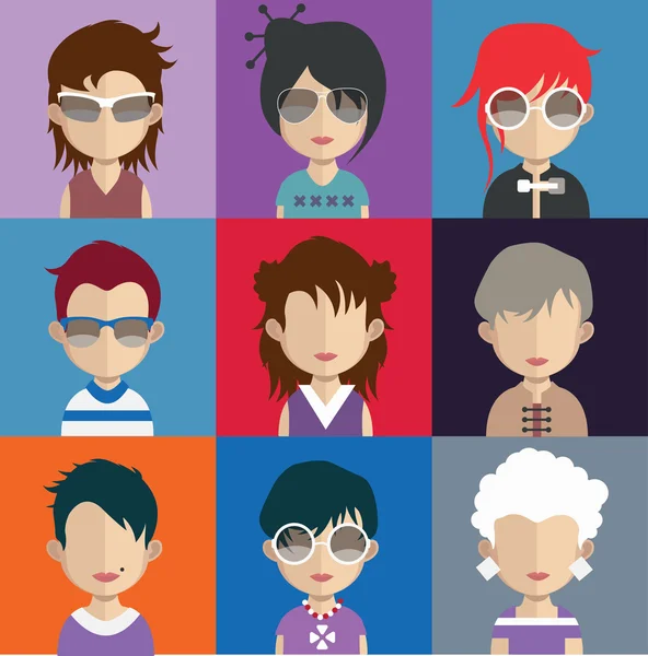 Set di icone avatar femminili — Vettoriale Stock