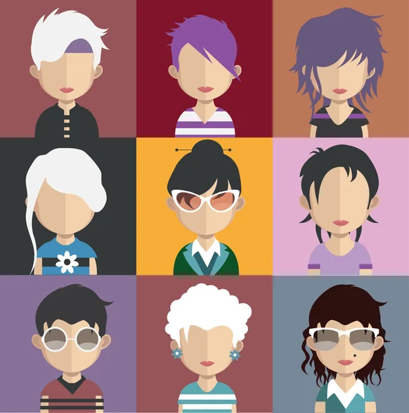 Conjunto de iconos avatar femeninos — Vector de stock