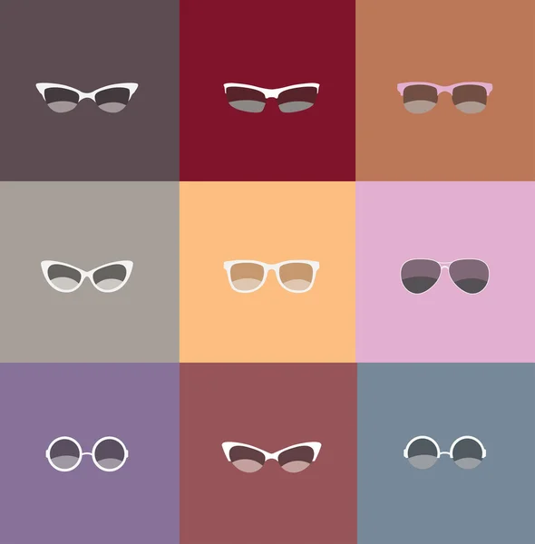 Napszemüveg, szemüveg ikonok beállítása — Stock Vector
