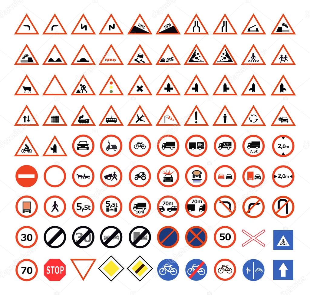 Set of traffic signs