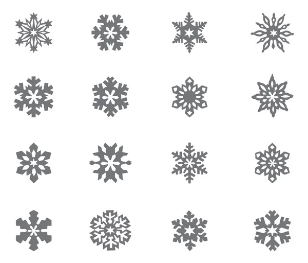 Set of black winter snowflakes — Stock Vector