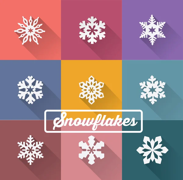 Set of winter snowflake icons — Stock Vector