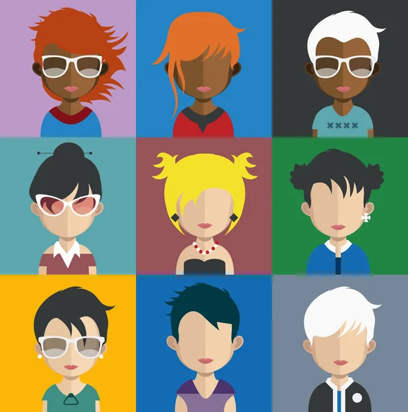 Conjunto de personas avatar iconos — Vector de stock