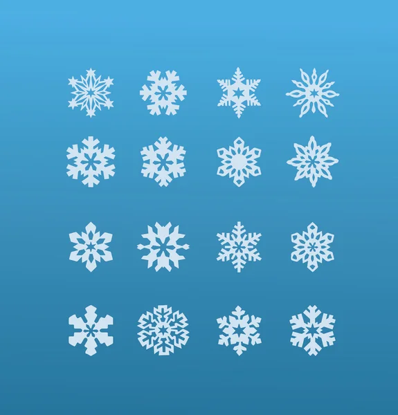 Ensemble de flocons de neige blancs d'hiver — Image vectorielle