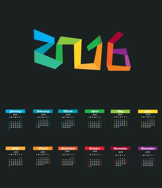 Calendário geométrico 2016 — Vetor de Stock