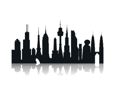 Şehir binaları siluet