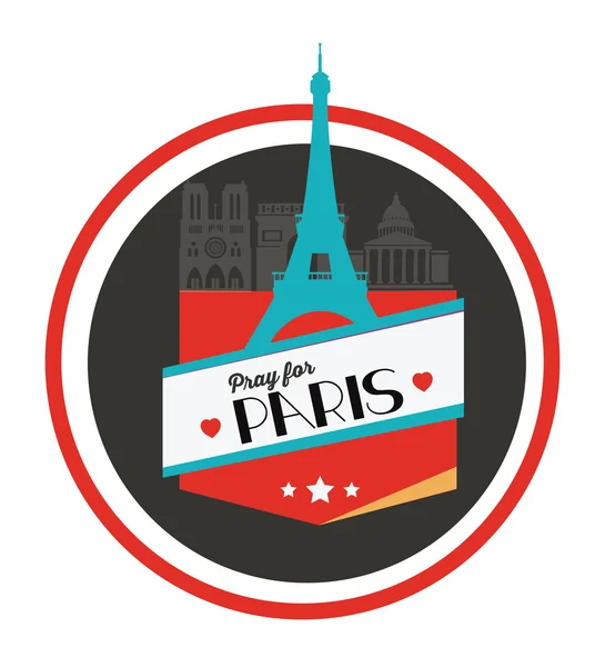 Logo, etichetta con torre Eiffel di Parigi — Vettoriale Stock