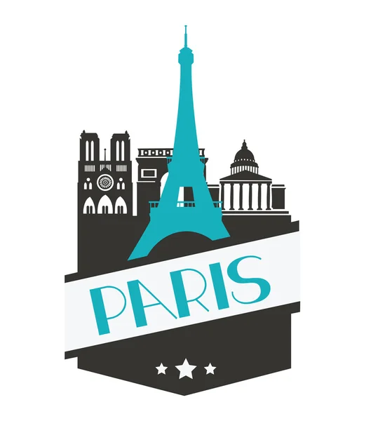 Logo, label dengan Menara Eiffel - Stok Vektor