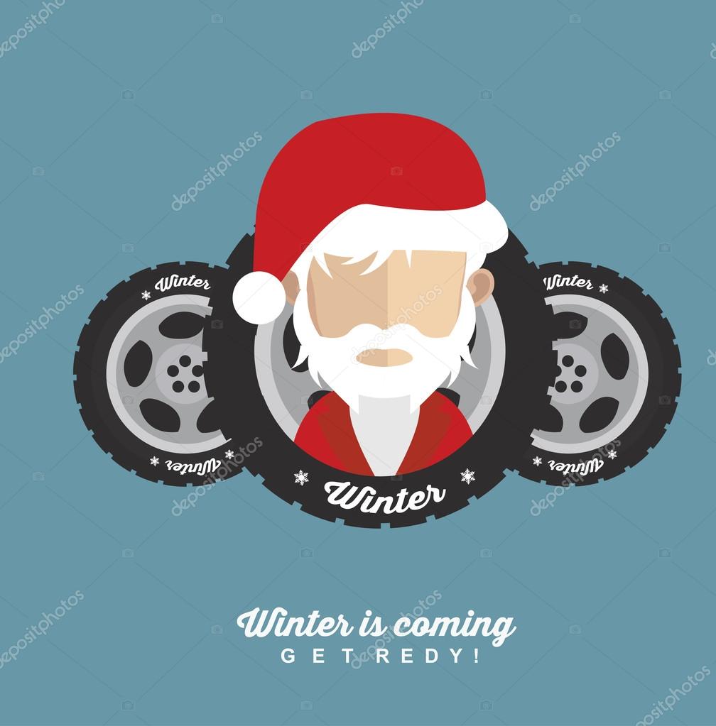 Download Santa Claus with winter car tires — Stock Vector © Sky ...