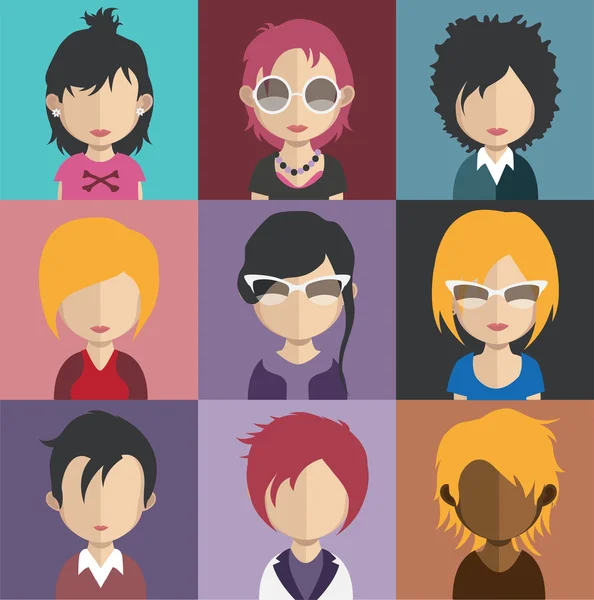 Conjunto de mujeres avatar iconos — Vector de stock