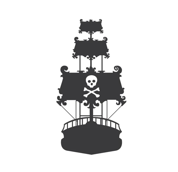 頭蓋骨と海賊船 — ストックベクタ