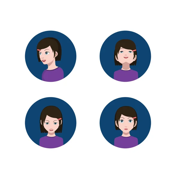 Conjunto de ícones de avatar desenhos animados femininos — Vetor de Stock