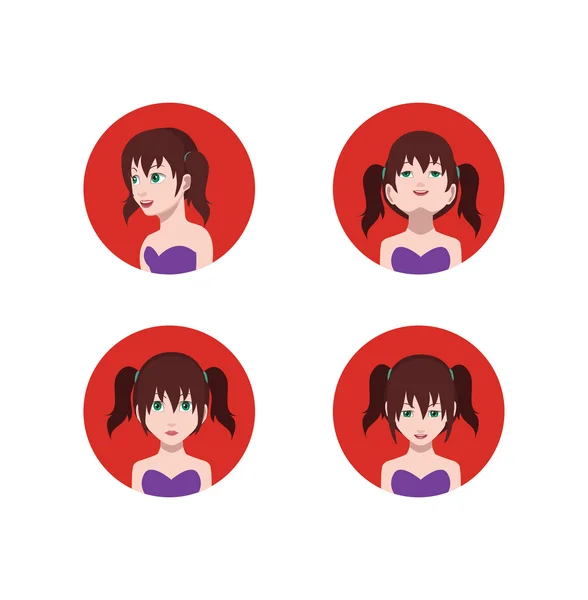 Set of female cartoon avatar icons — Stock Vector