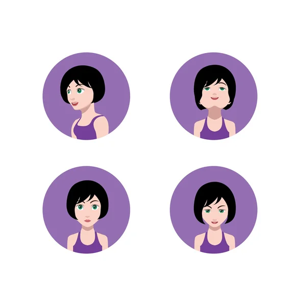 Conjunto de iconos avatar de dibujos animados femeninos — Vector de stock