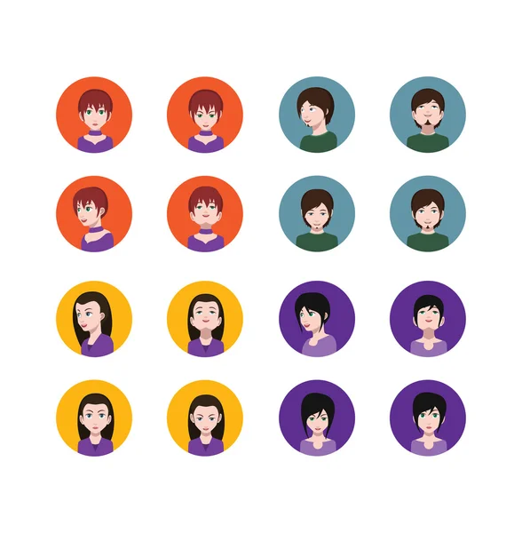 Conjunto de avatares de dibujos animados femeninos y masculinos — Vector de stock