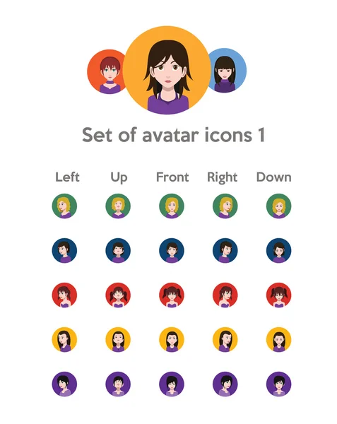 Reihe weiblicher Cartoon-Avatar-Symbole — Stockvektor
