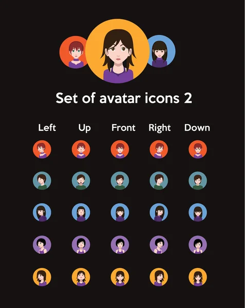 Conjunto de iconos avatar de dibujos animados femeninos — Vector de stock