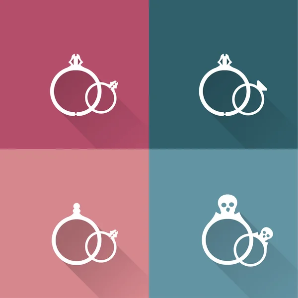 Conjunto de joyas anillos iconos — Vector de stock