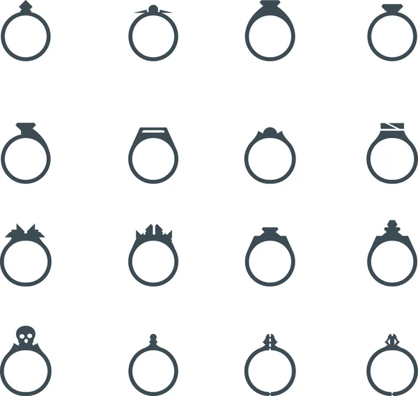 Conjunto de iconos anillo de joyería — Vector de stock