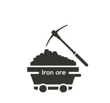 Iron ore cart icon with pic clipart