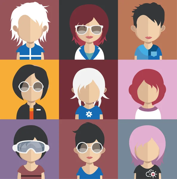 Conjunto de iconos avatar femeninos — Archivo Imágenes Vectoriales