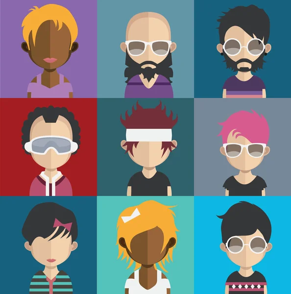 Set di persone icone avatar — Vettoriale Stock