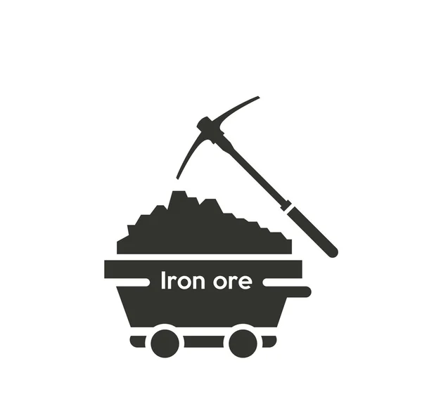 Icône panier minerai de fer avec photo — Image vectorielle