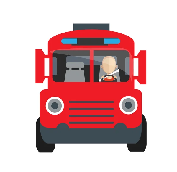 Camión de bomberos coche icono de dibujos animados — Vector de stock