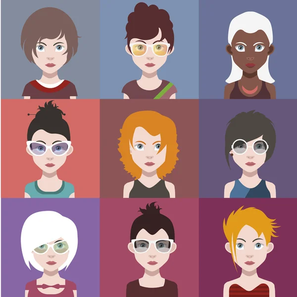 Kvinnliga cartoon avatarer — Stock vektor