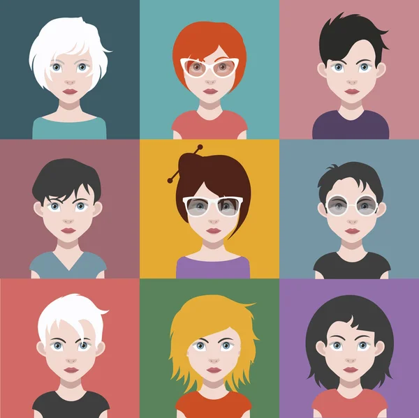 Avatars de bande dessinée féminine — Image vectorielle