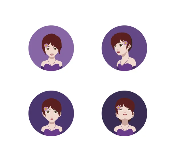 Av kvinnliga tecknad avatar ikoner — Stock vektor