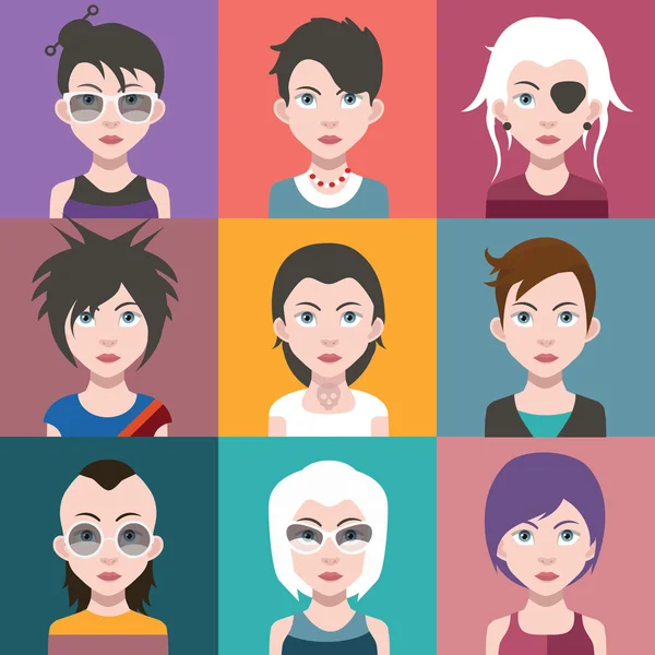 Ensemble d'icônes avatar féminines — Image vectorielle