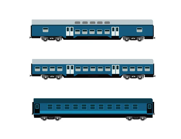 Moderno conjunto de carros ferroviários de passageiros — Vetor de Stock