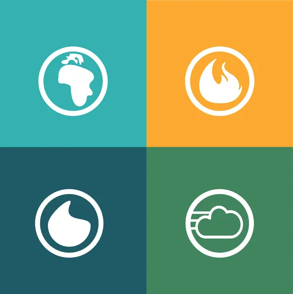 Fuego, agua, aire, iconos de tierra — Vector de stock