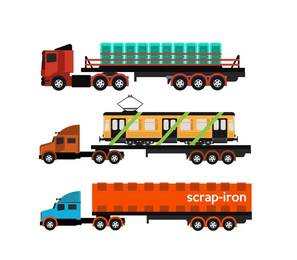 Set of heavy trucks — Stock Vector