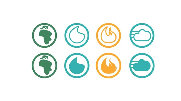 Fuego, agua, aire, iconos de tierra — Vector de stock