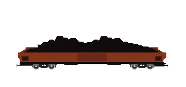 Flat rail wagon with coal — Stock Vector