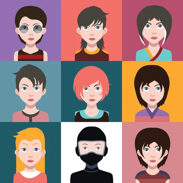 Conjunto de ícones de avatar feminino —  Vetores de Stock