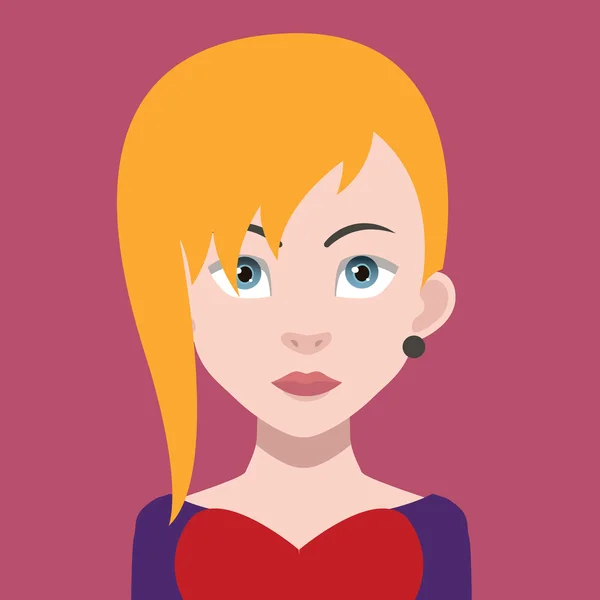 Avatar de dibujos animados femeninos — Vector de stock