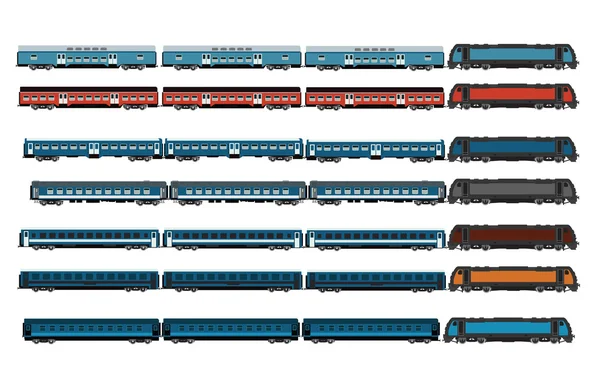 Comboios ferroviários de passageiros modernos — Vetor de Stock