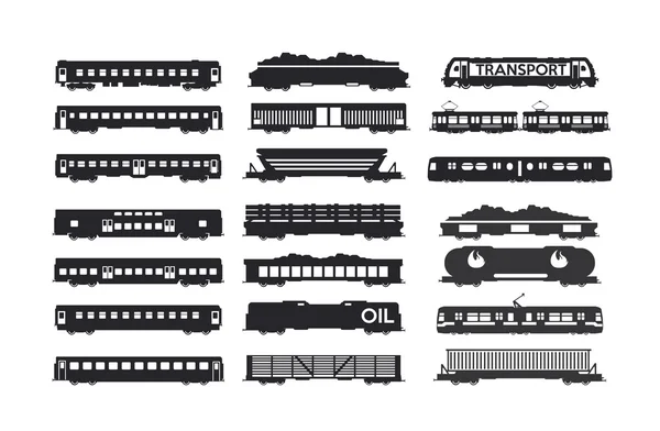 Ensemble de wagons de marchandises et de voyageurs — Image vectorielle