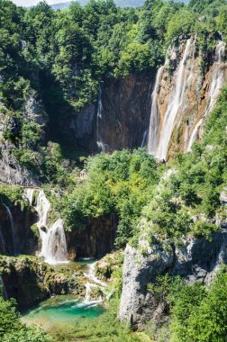 Plitvice Gölleri Ulusal Parkı 'nın ilk görüntüsü.
