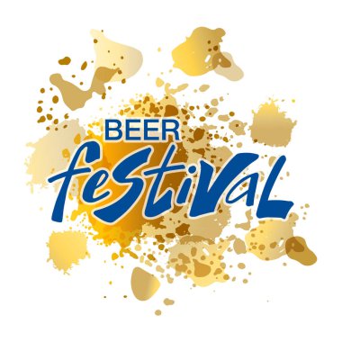 Bira festivali mektupları, afiş, tebrik kartı, reklam, poster, davetiye, dükkan tabelası, web tasarımı veya basımı için vektör ilülasyonu. El yazısı metin, fırça taklidi