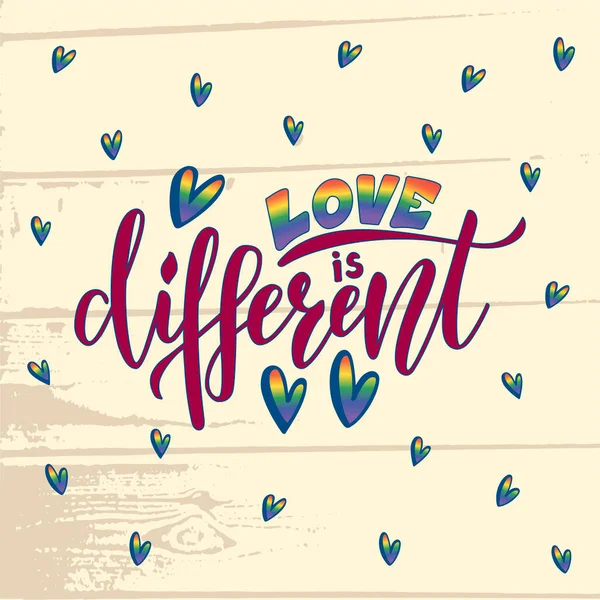 Wektor Ilustracji Miłości Jest Inny Napis Baner Plakat Logo Reklama — Wektor stockowy