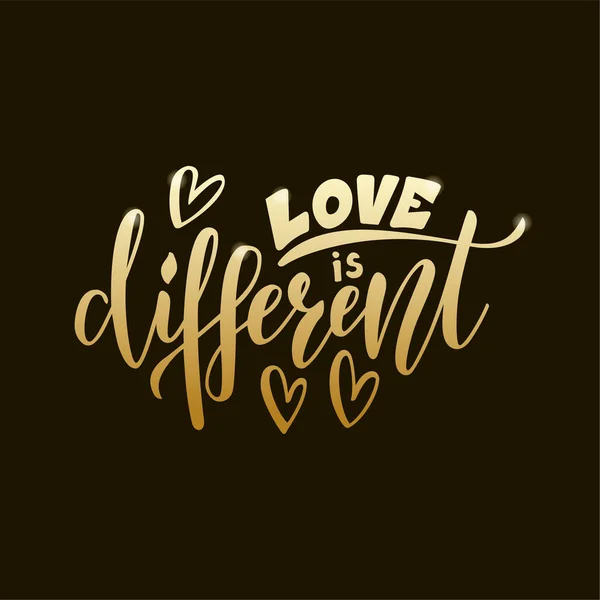 Wektor Ilustracji Miłości Jest Inny Napis Baner Plakat Logo Reklama — Wektor stockowy